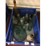 Bottles: 19th cent. Bottles & demi-johns, greens, blues, brown. Including Stratton; Devizes