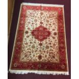 @21st cent. Carpets: Keshan carpet, beige ground. 2.30 x 1.60.