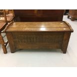 20th cent. Blanket box, Gothic arc carving, dome top.