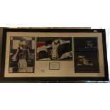 Formula One: Jenson Button, Brawn, signed Grand Prix montage. Framed and glazed. 32ins. x 15ins.