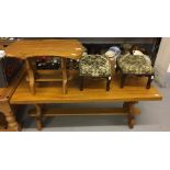 20th cent. Elm coffee table 46ins. x 18ins. x 19¾ins. plus a small coffee table 22ins. x 13½ins. x