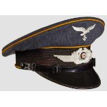 A Visor Hat for NCO of the Luftwaffe Flight or Paratroopers Blue gray gabardine, black mohair center