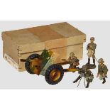 A Lineol PAK Cannon with Box and 4 Elastolin Figures Lineol, 7cm series, PAK with shield and