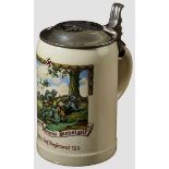 A I Grenz-Inf.-Regiment 129 Stein Porcelain, 0.5 L, grenadier scene, Wehrmacht eagle in shield in