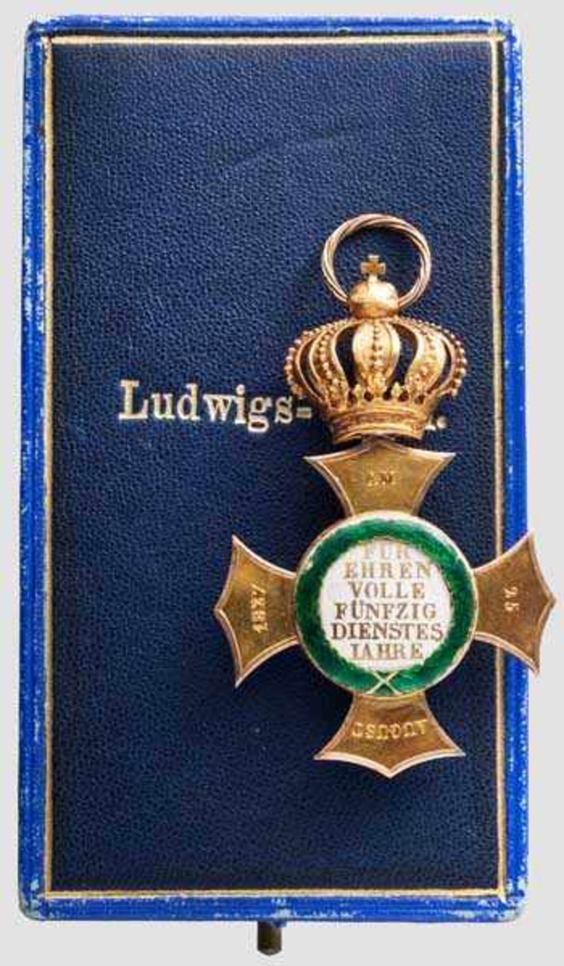 Ludwigsorden, im Etui In Gold gefertigtes Ordenskreuz um 1850 an gerilltem Bandring und mit - Bild 2 aus 5