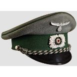 A Visor Hat for Officer of the Land Customs Gray doeskin, green wool center band, dark green wool