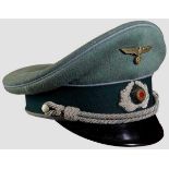 A Visor Hat for Officer of the Army Transport Field gray wool, dark green wool center band (minor