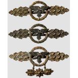 Three Transport Squadron Flight Clasps Gold-grade, two-piece construction in gilded tombak with