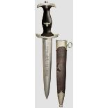 A Model 1933 SS Service Dagger Maker E. P. & S., Solingen, polished blade with etched motto and