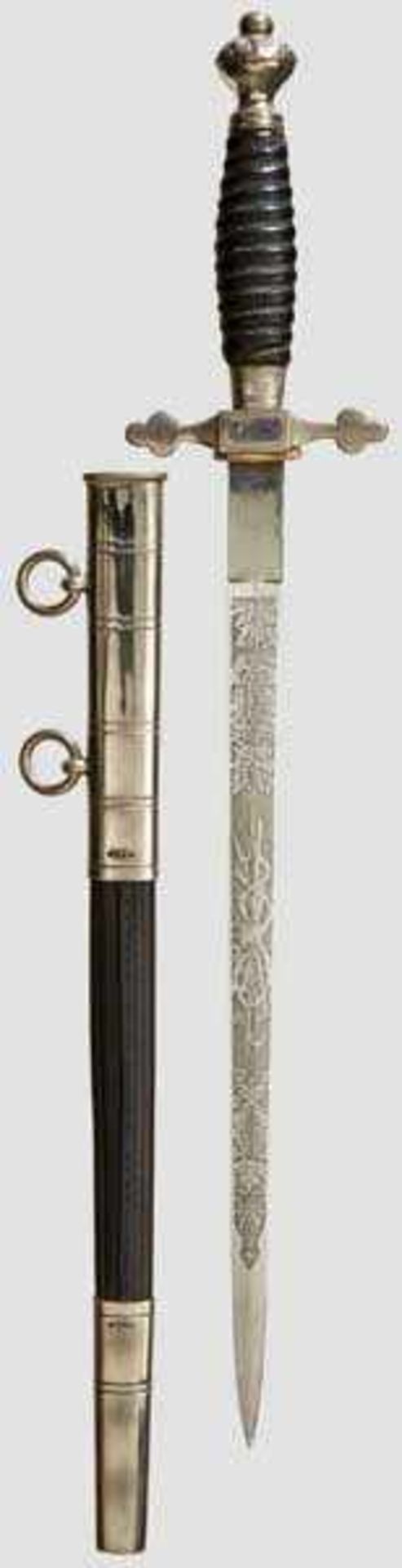 A Dagger for Fire Officials Maker Carl Eickhorn, Solingen. Plated blade with etched fireman's - Bild 2 aus 2