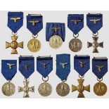 A Collection of Wehrmacht Service Awards Eleven awards representing four stages of the Wehrmacht