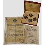 A Grouping for Oberst Mu?ller Award documents for: Iron Cross 1st class 22.5.1918 and Iron Cross 2nd