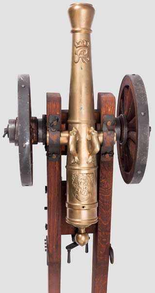 Modellgeschütz, Sammleranfertigung im Stil des 18. Jhdts. Messingrohr im Kaliber 38 mm, kanonierte - Image 2 of 2