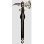 A Fire Fighter's Honor Axe Plated blade with etched fireman’s helmet and foliage. Plated blank