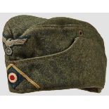 A Side Cap for Enlisted Man of the Infantry Field gray wool, hand-applied BEVO eagle and cockade,