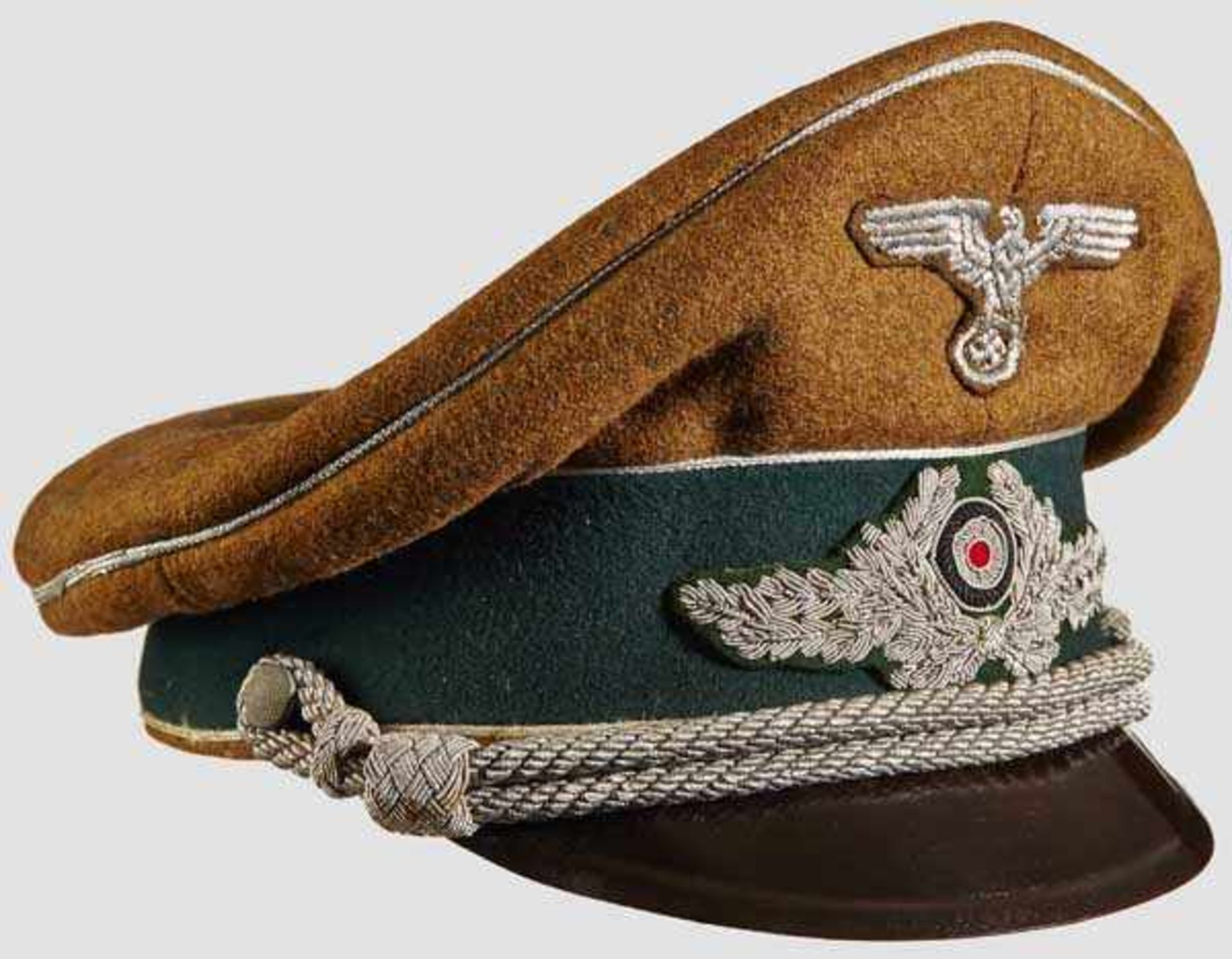 A Visor Hat for Officer for Inspector of Reichsministerium RMBO Rough brown wool, saddle shaped,