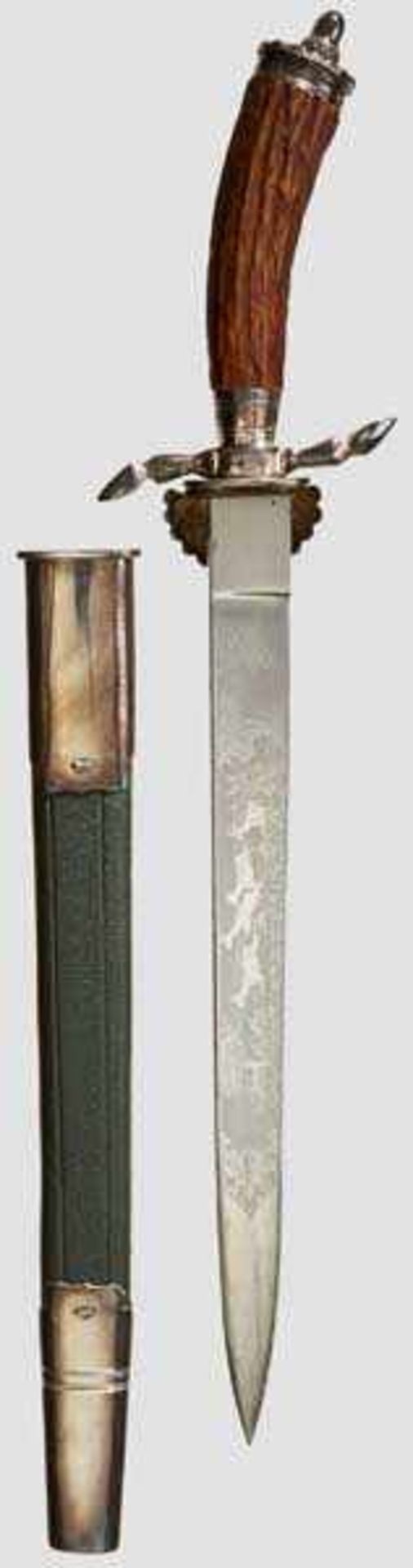 A Hunting Hanger of the Reich National Hunting Association Maker WKC, Solingen. Plated wedge blade - Bild 2 aus 2