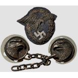 Observer Badge and Cape Clasps Embroidered officer’s version observer badge in toned silver and
