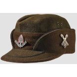 A Cap for RAD MAN/NCO So-called {coffee bean{, faded olive brown wool top, body and visor with faded