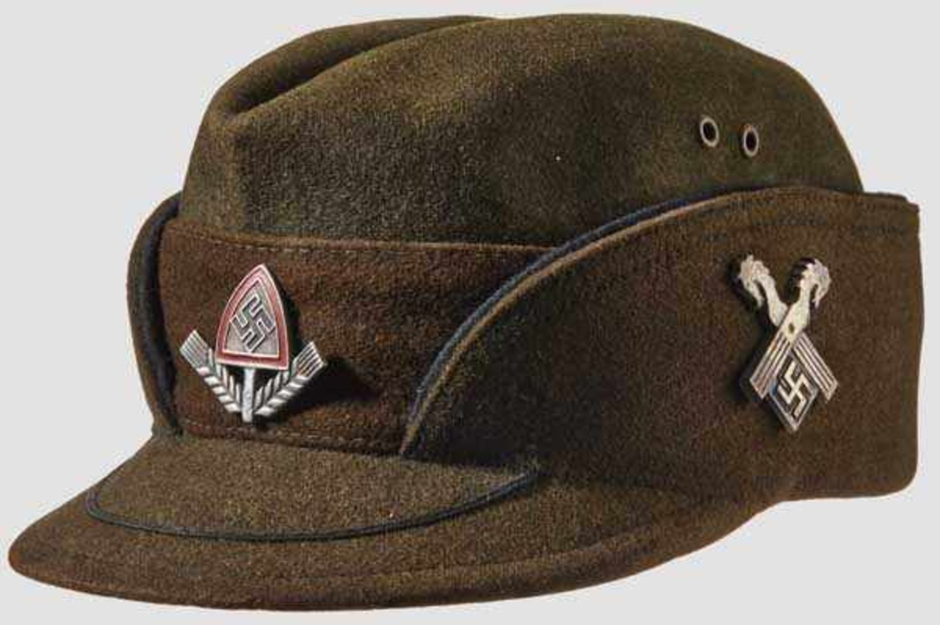 A Cap for RAD MAN/NCO So-called {coffee bean{, faded olive brown wool top, body and visor with faded