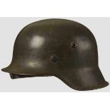 A Steel Helmet M42 Army, no Decals 80% field gray paint, interior skirt manufacturer stamped {