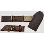 A Pair of RAD Enlisted Man Hewer Hangers Black leather hewer hanger with nickel clip stamped with