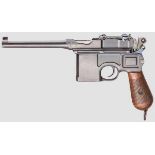 Mauser C 96, {Prewar Commercial{ Kal. 7,63 mm, Nr. 184624. Nummerngleich inkl. Griffschalen. Blanker