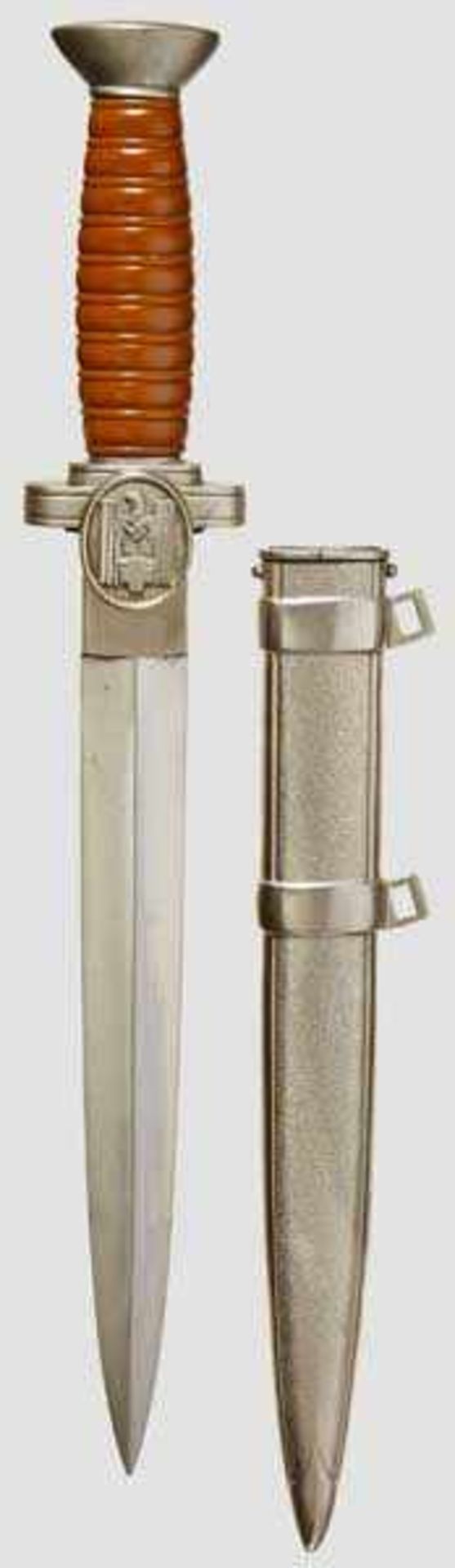 A Model 1938 Dagger for Leaders of the German Red Cross Unmarked polished blade. Nickel-plated