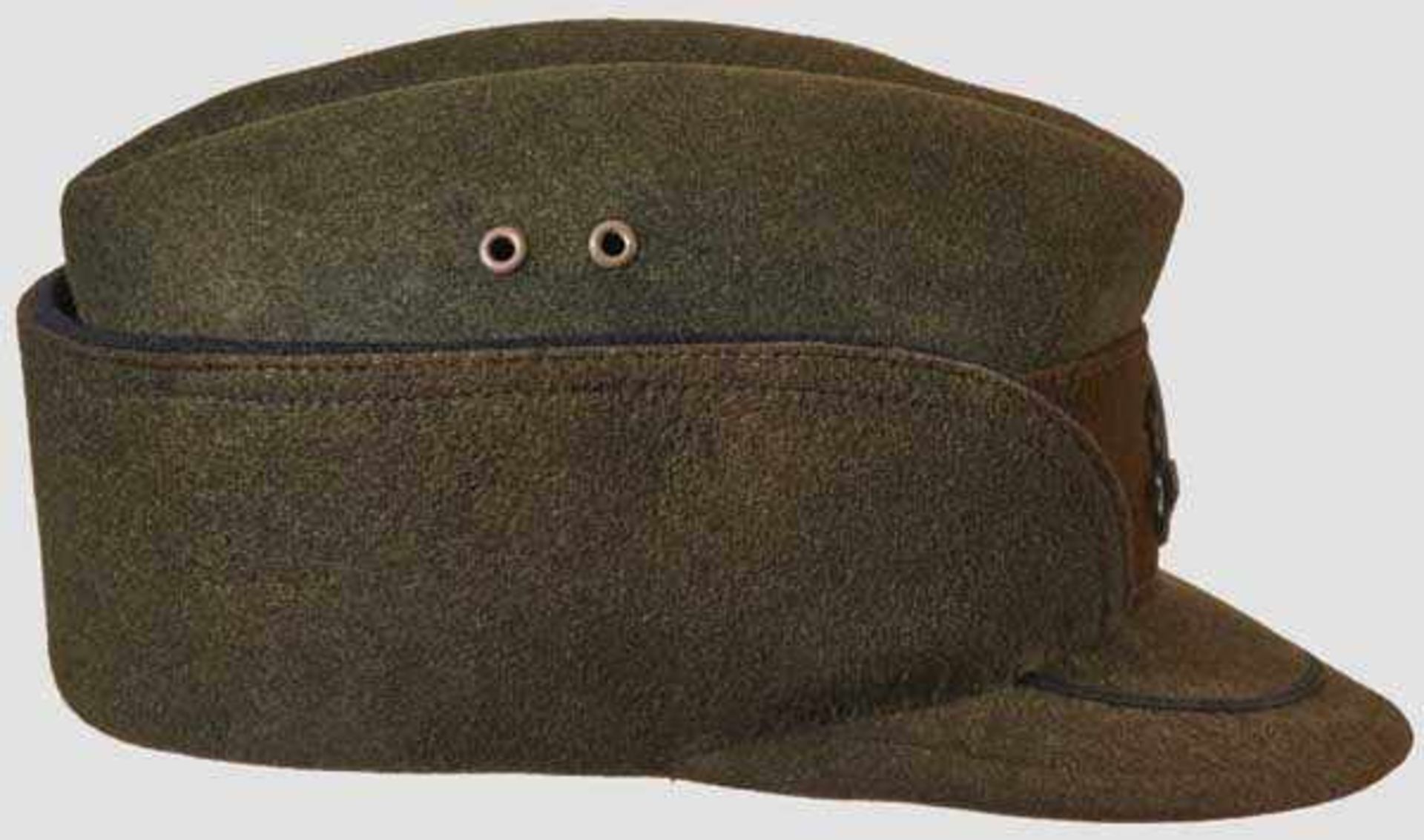 A Cap for RAD MAN/NCO So-called {coffee bean{, faded olive brown wool top, body and visor with faded - Bild 5 aus 6