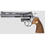 Colt Python Kal. .357 Mag., Nr. 31051. Blanker, ventilierter Lauf, Länge 6{. Sechsschüssig. Dt.