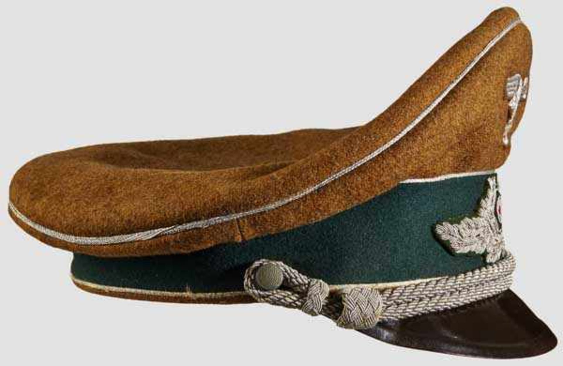 A Visor Hat for Officer for Inspector of Reichsministerium RMBO Rough brown wool, saddle shaped, - Bild 3 aus 6