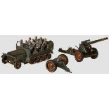 A Tipp & Co. Half-Track #WL217 with Heavy Howitzer and 9 Luftwaffen Figures TippCo, excellent