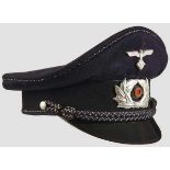 A Visor Hat for Officer of the TENO Dark blue/black wool, black wool center band, black and silver