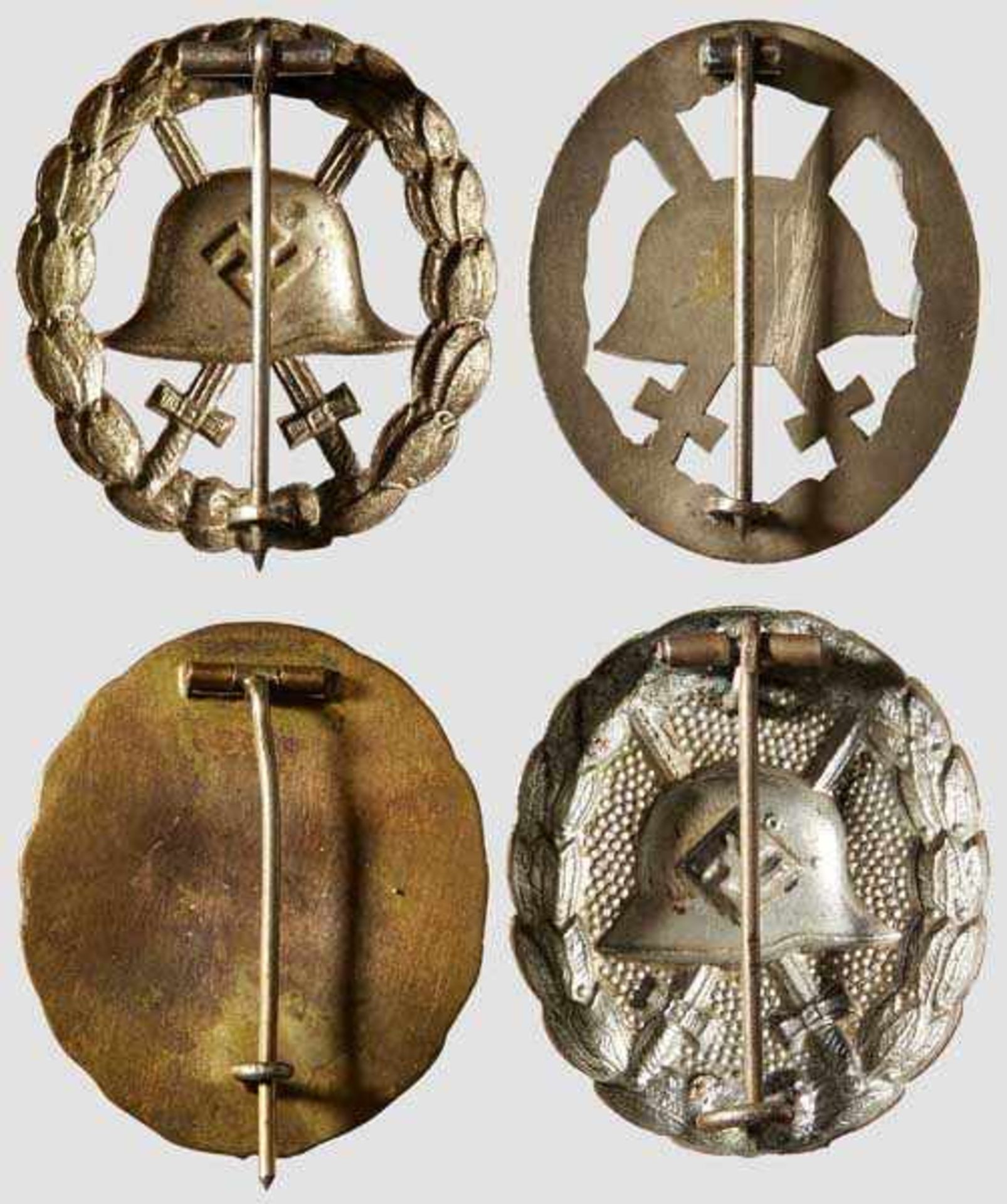 A Collection of Four Spanish Silver-Grade Wound Badges Hollow version with back plate, stamped - Bild 2 aus 2