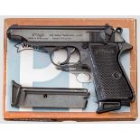 Walther PP, Polizei Nds., im Karton Kal. .22 l.r., Nr. 34186LR. Nummerngleich. Blanker Lauf.