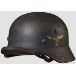 A Steel Helmet M40 Luftwaffe Single Decal 95% blue gray paint, 90% eagle decal, interior skirt