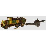 A Hausser Krupp # 736 and # 708 105 mm Light Field Howitzer with 10 Panzer Figures Hausser, 7cm