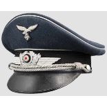 Oberstleutnant Rudolf Stark - Persönliche Schirmmütze Luftwaffenblaues Tuch mit schwarzem