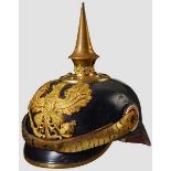 A NCO Prussian Infantry Spike Helmet Black vulcanized leather body and visors, gilt officer Prussian