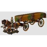 A Lineol # 1115 Horse Drawn Pontoon Caisson with 3 Figures Lineol, 7cm series, in excellent