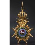 Guelphenorden - Kommandeurkreuz mit Schwertern vor 1837 Massiv in Gold gefertigtes Halskreuz aus der