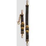 A Pair of Naval Officer Dagger Hangers Black velvet backed mohair fabric with gilded aluminum