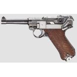 Pistole 08, Mauser, Code {1938 - S/42{, mit Tasche Kal. 9 mm Luger, Nr. 3775l. Nummerngleich inkl.