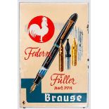 Emailleschild {Brause{ Abgekantetes Schild des Iserlohner Füller-/Federn-Herstellers aus den 50er