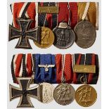 Two Medal Bars Army bar of four comprising: 1939 Iron Cross 2nd Class, Commemorative Medal 13