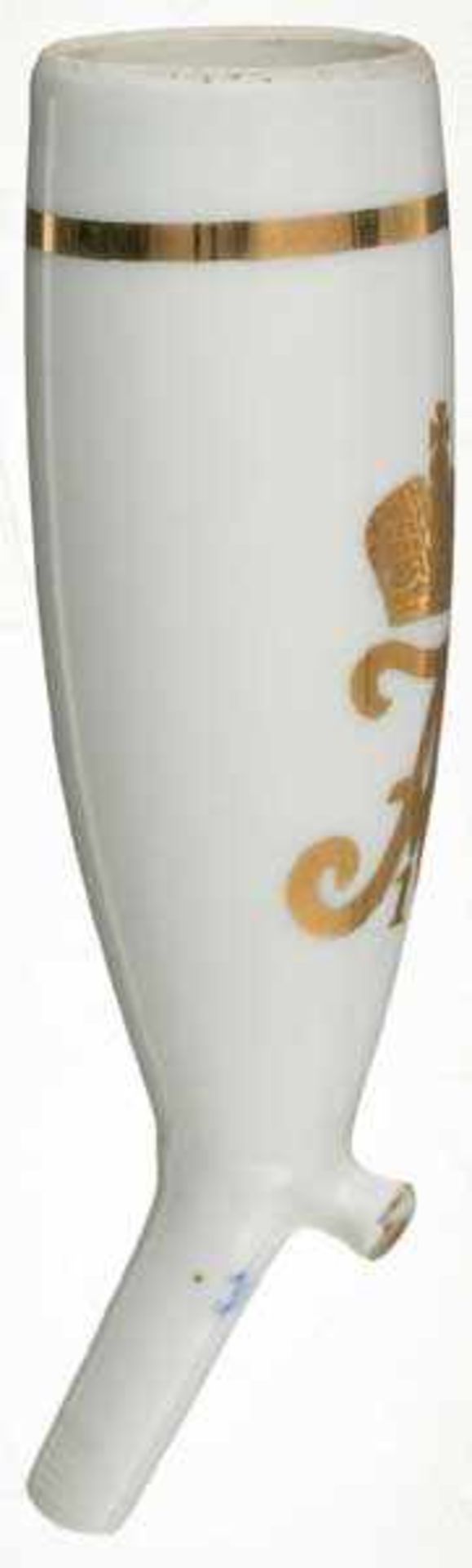 Pfeifenkopf aus weißem Porzellan mit vergoldeter Chiffre von Zar. Alexander I., wohl russische - Bild 4 aus 5
