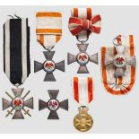 Roter-Adler-Orden - Sammlung zur 4. Klasse und Medaille Kreuz in der Ausführung 1846, mit lila Adler