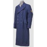 Mantel für Angehörige der Reichspost Kammerstück aus blauem Wollstoff mit blauen Knöpfen, grauem
