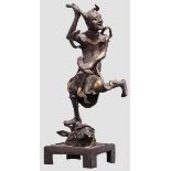 Bronzefigur eines daoistischen Heiligen, China, 19. Jhdt. Tanzender Li Ti Quei im Bettlergewand,