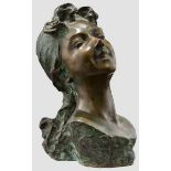 Eliseo Sala (Italien, 1813-79), Bronzebüste eines Mädchens Grünbraun patinierte Bronze. Hohl